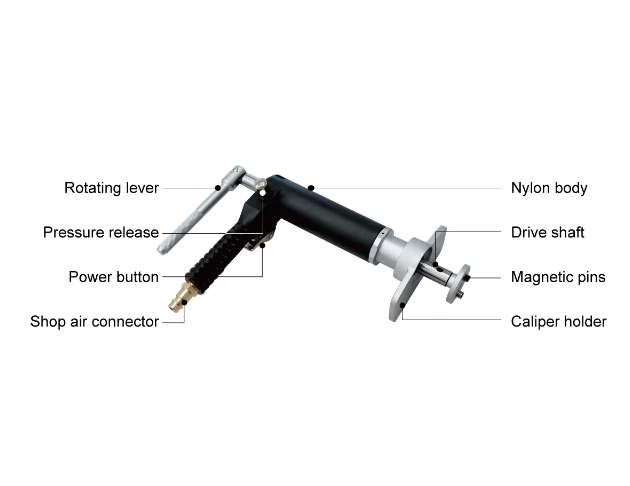 AIR POWERED BRAKE CALIPER PISTON WIND BACK TOOL RECESSED VERSION